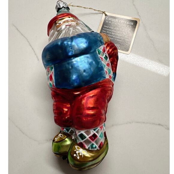 NEW Vtg Fore! Santa Golfer Mercury Glass Hand Made in Poland Plaid Outfit - Picture 5 of 10